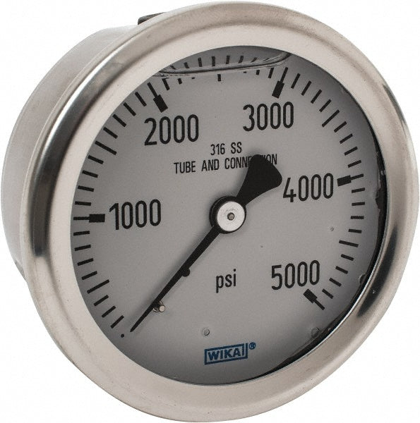 Wika 9833140 Wika Pressure Gauge: 2-1/2" Dial Dia, 0 Min psi, 5000 Max psi, 1/4" (9833140)