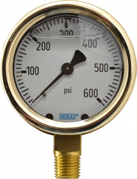Wika 9310754 Wika Pressure Gauge: 2-1/2" Dial Dia, 0 Min psi, 600 Max psi, 1/4" (9310754)