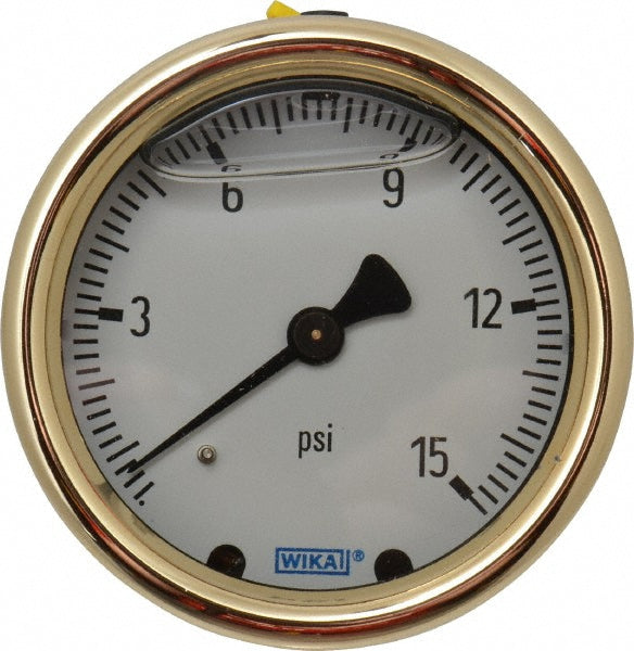 Wika 9318143 Wika Pressure Gauge: 2-1/2" Dial Dia, 0 Min psi, 15 Max psi, 1/4" (9318143)