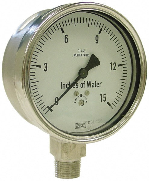 Wika 9747740 Wika Pressure Gauge: 4" Dial Dia, 0 Min psi, 760 Max psi, 1/4", Lower (9747740)