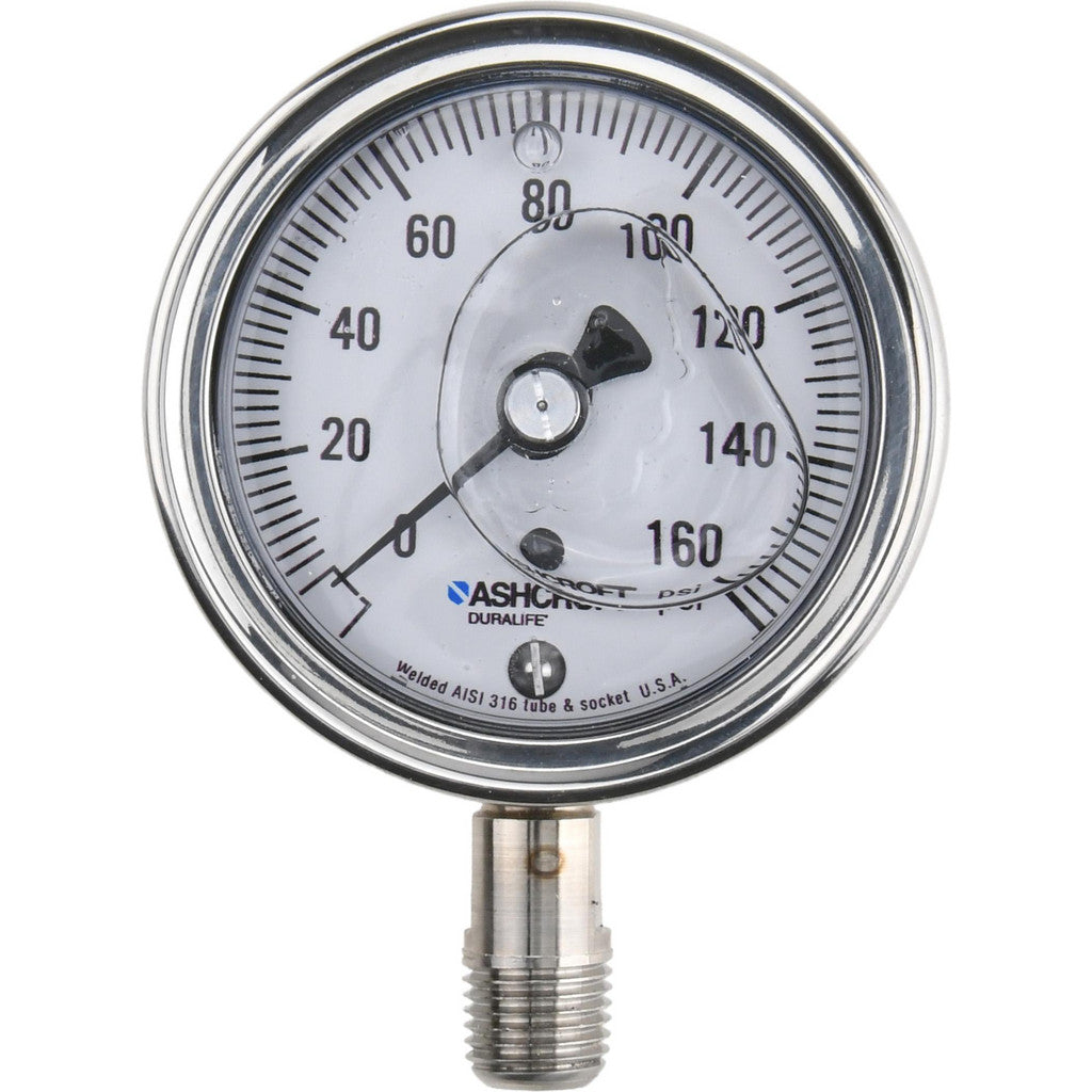 Ashcroft 94477 Ashcroft Pressure Gauge: 2-1/2" Dial Dia, 0 Min psi, 160 Max psi, 1/4" (94477)
