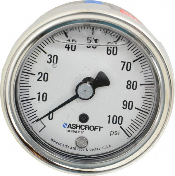 Ashcroft 94905 Ashcroft Pressure Gauge: 2-1/2" Dial Dia, 0 Min psi, 100 Max psi, 1/4" (94905)