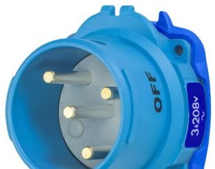 Meltric Plugs & Receptacles 63-38163 - Inlet, 30A, 208V, 3P+G, Poly, DSN30 Decontactor (63-38163)