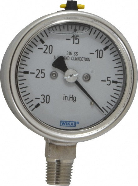 Wika 9305637 Wika Pressure Gauge: 2-1/2" Dial Dia, 0 Min psi, 1/4", NPT, Lower Mount (9305637)