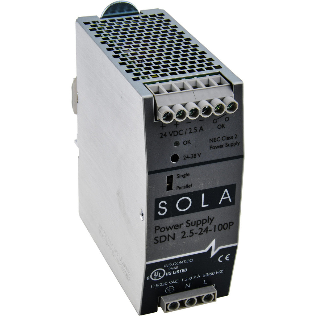 Sola/Hevi-Duty SDN2.5-24-100P Sola/Hevi-Duty 60 Watt, 2.50 Amp, 230 VAC Input, 24 VDC Output (SDN2.5-24-100P)
