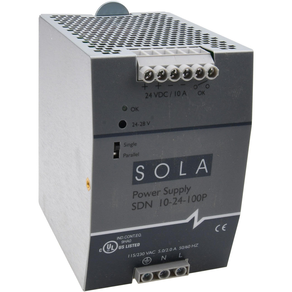 Sola/Hevi-Duty SDN10-24-100P Sola/Hevi-Duty 240 Watt, 10 Amp, 230 VAC Input, 24 VDC Output (SDN10-24-100P)