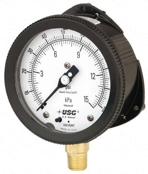Ametek 132510 Ametek Pressure Gauge: 6" Dial Dia, 0 Min psi, 100 Max psi, 1/2", Lower (132510)