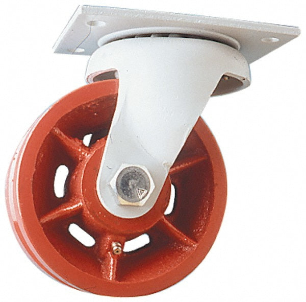 Fairbanks 25-8-DU Fairbanks Swivel Top Plate Caster: Ductile Iron, 2,500 lb, 8" Dia (25-8-DU)