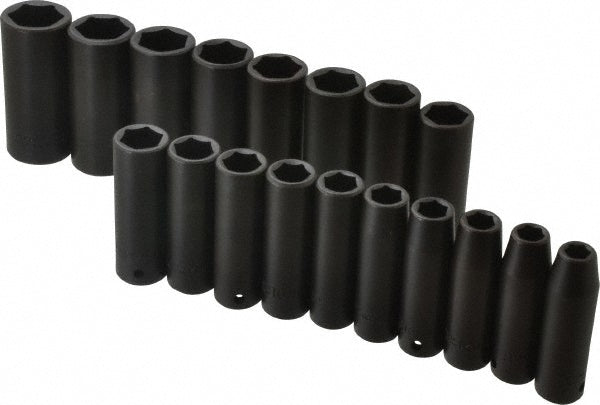 Proto J72149M Proto Socket Set: Deep Impact, 18 Pc, 1/2" Drive, 10.00 - Pack of 18 (J72149M)