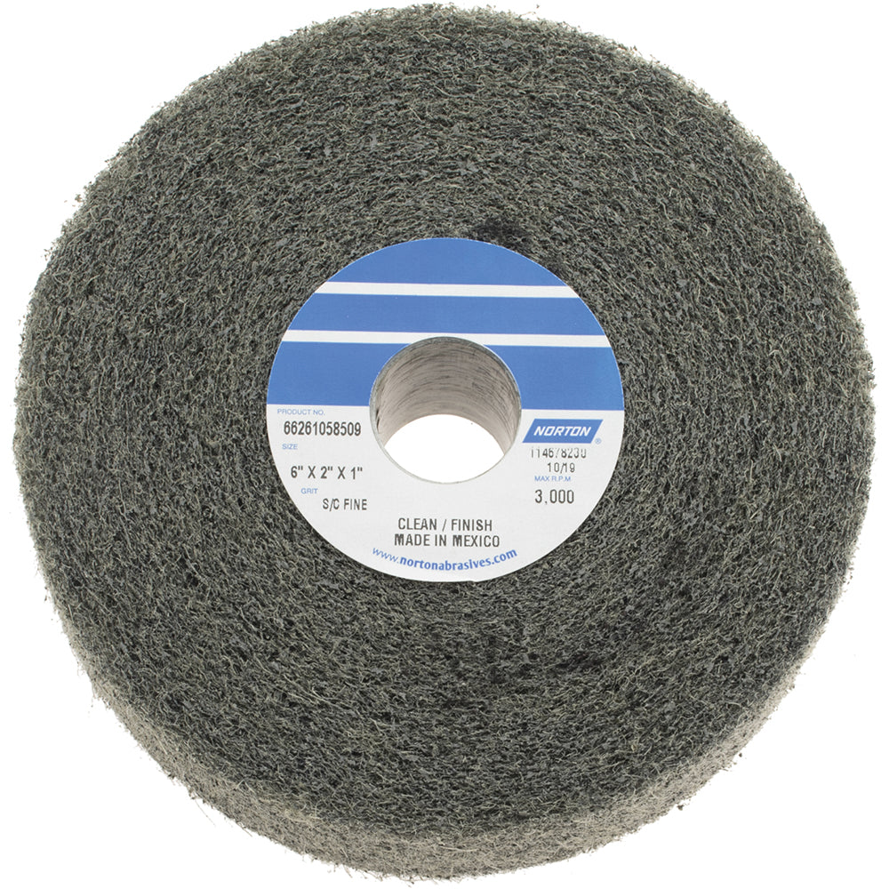 Norton 66261058509 Norton Deburring Wheel: 6" Dia, 2" Face Width, 1" Hole, 4 Density (66261058509)