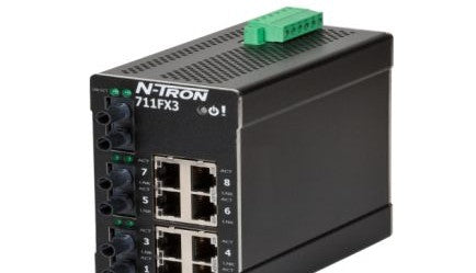 Red Lion Ethernet Switches 711FXE3-ST-15 - Managed switch, 11-port (8 copper, 3 ST SM (711FXE3-ST-15)