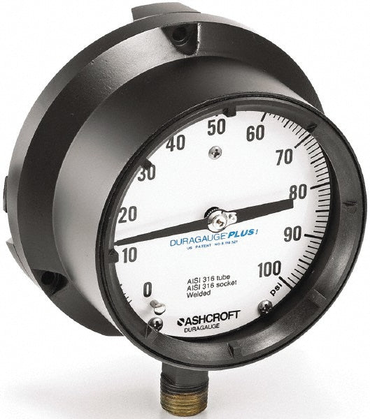 Ashcroft 80257XLL Ashcroft Pressure Gauge: 4-1/2" Dial Dia, -30 Min psi, 300 Max psi (80257XLL)