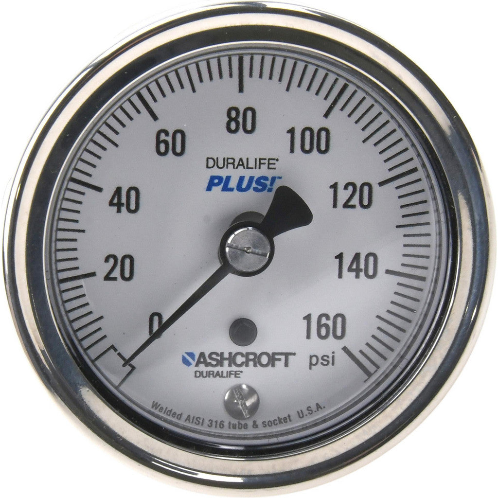 Ashcroft 94890XLL Ashcroft Pressure Gauge: 2-1/2" Dial Dia, 0 Min psi, 160 Max psi (94890XLL)
