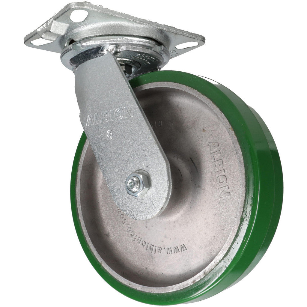 Albion 72PD08201S Albion Swivel Top Plate Caster: Polyurethane, 1,500 lb, 8" Dia, 2" (72PD08201S)
