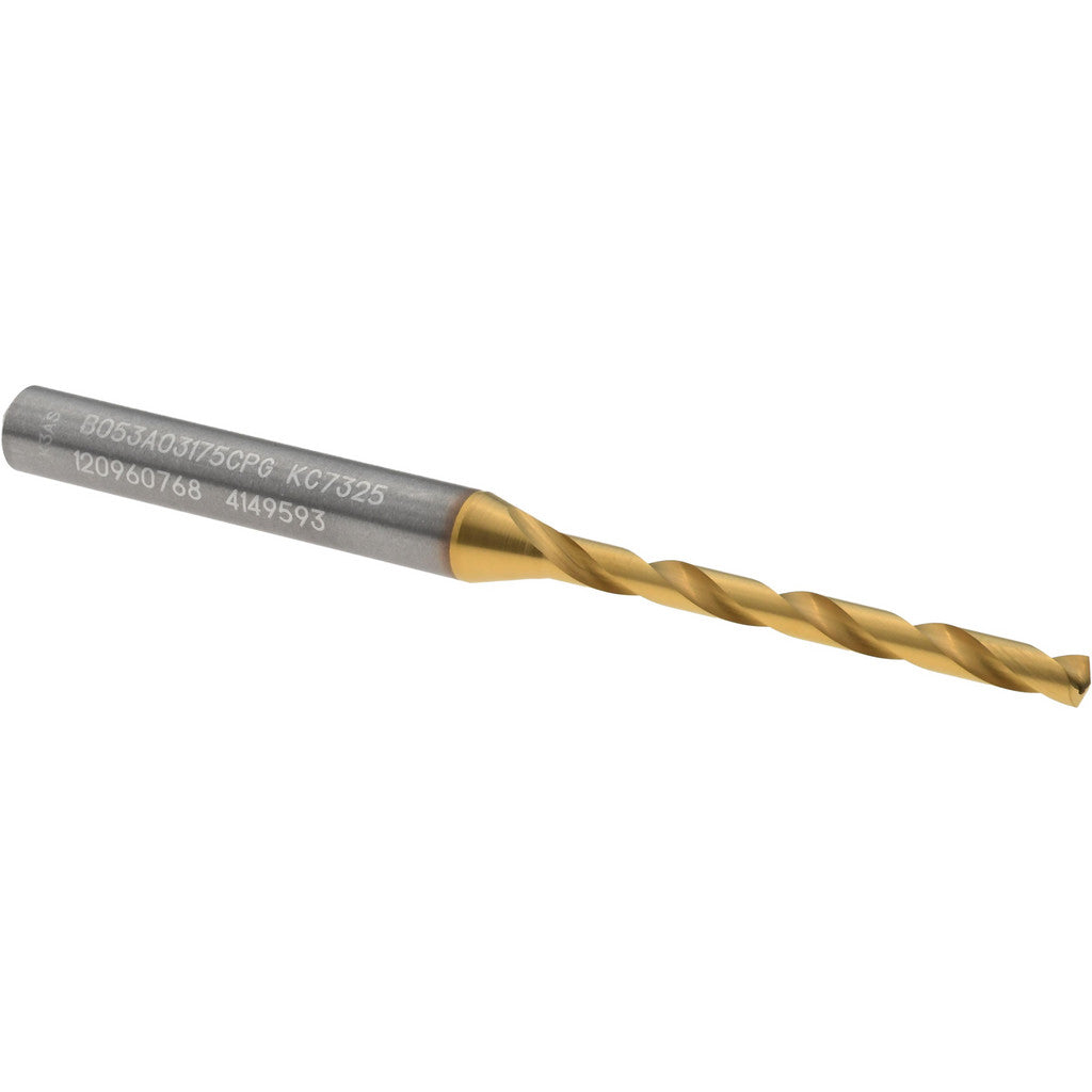 Kennametal 4149593 Kennametal Taper Length Drill Bit: 1/8" (0.1250) Dia, 140 deg, Solid (4149593)