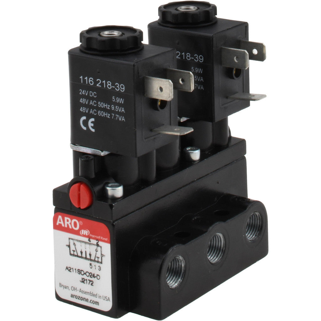 ARO/Ingersoll-Rand A211SD-024-D ARO/Ingersoll-Rand 1/8" Inlet x 1/8" Outlet, Solenoid Actuator (A211SD-024-D)