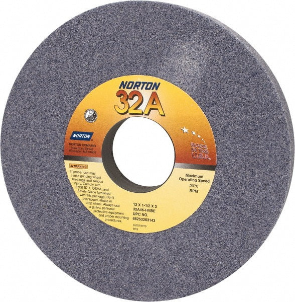 Norton 66253263143 Norton Surface Grinding Wheel: 12" Dia, 1-1/2" Thick, 3" Arbor, 46 (66253263143)
