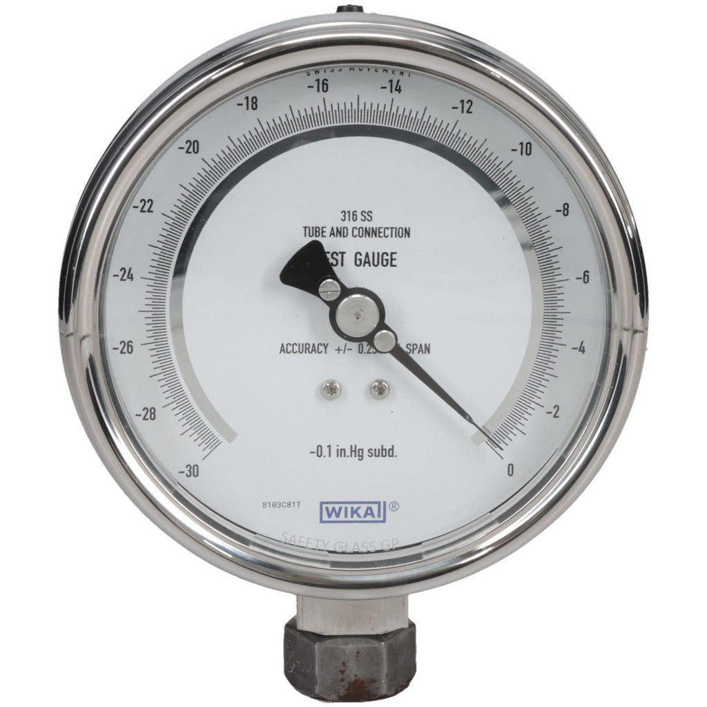 Wika 4220013 Wika Pressure Gauge: 4" Dial Dia, 0 Min psi, 1/4", NPT, Lower Mount (4220013)