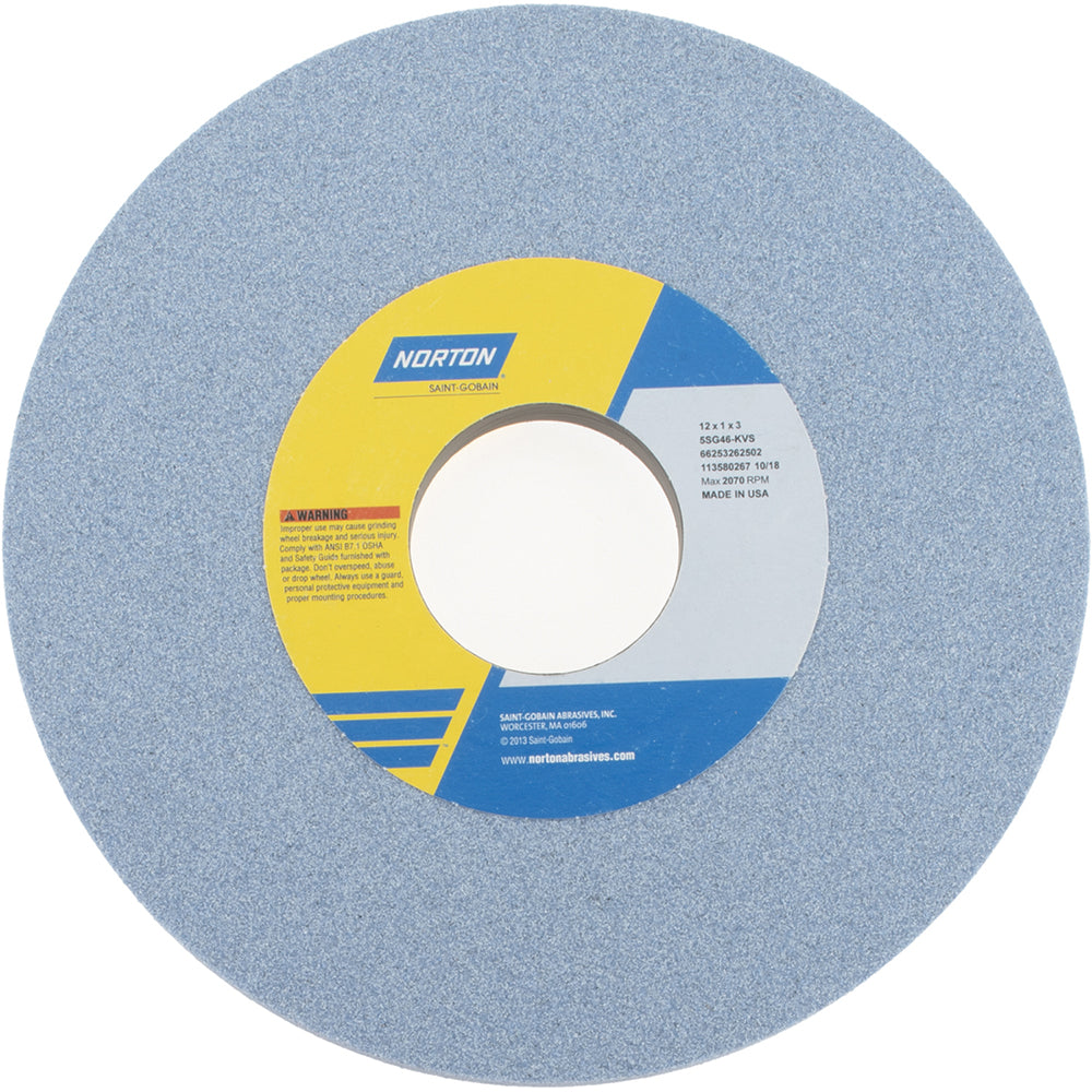 Norton 66253262502 Norton Surface Grinding Wheel: 12" Dia, 1" Thick, 3" Arbor, 46 Grit (66253262502)