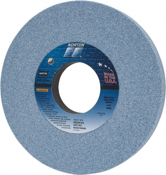 Norton 66253160400 Norton Surface Grinding Wheel: 10" Dia, 1" Thick, 3" Arbor, 46 Grit (66253160400)
