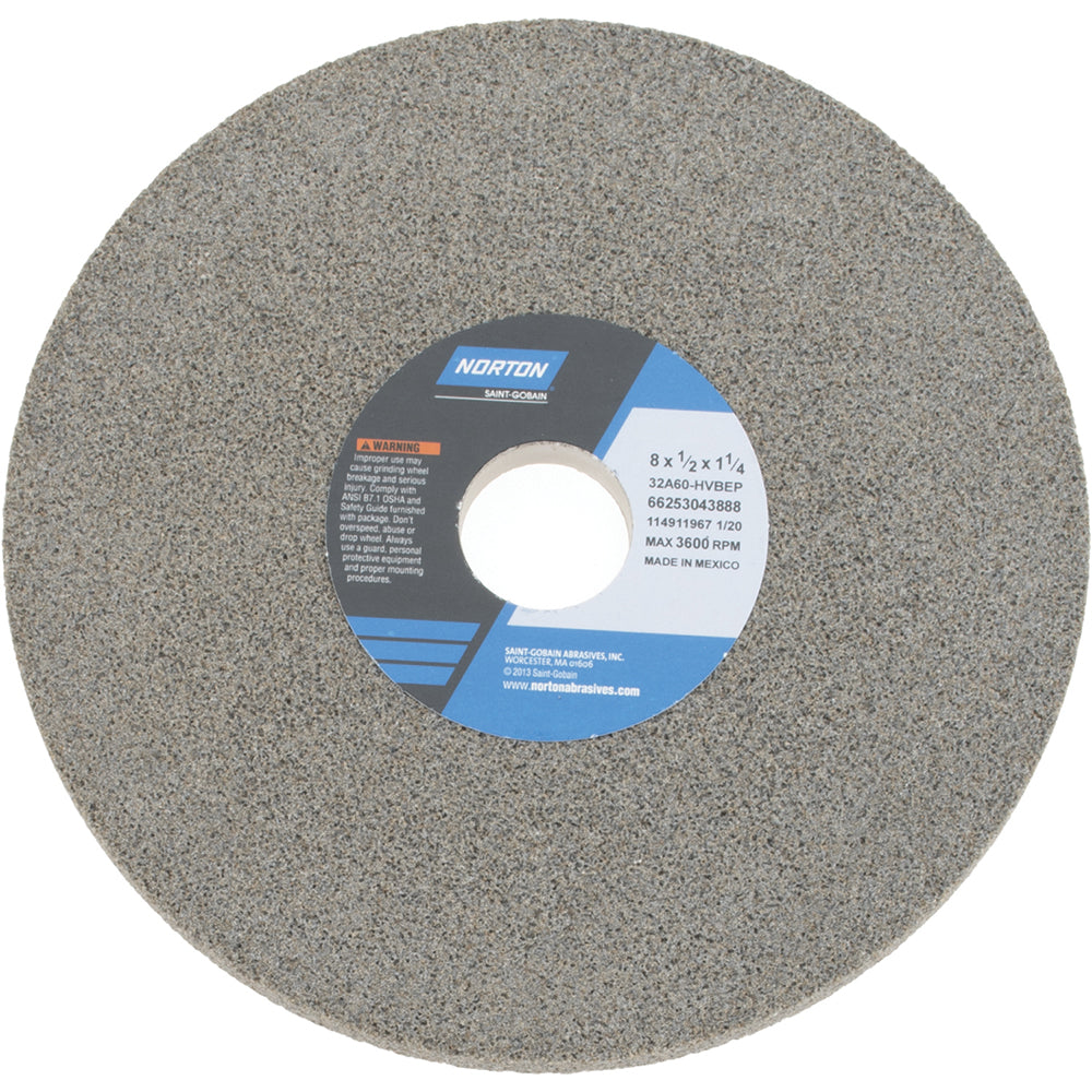 Norton 66253043888 Norton Surface Grinding Wheel: 8" Dia, 1/2" Thick, 1-1/4" Arbor (66253043888)
