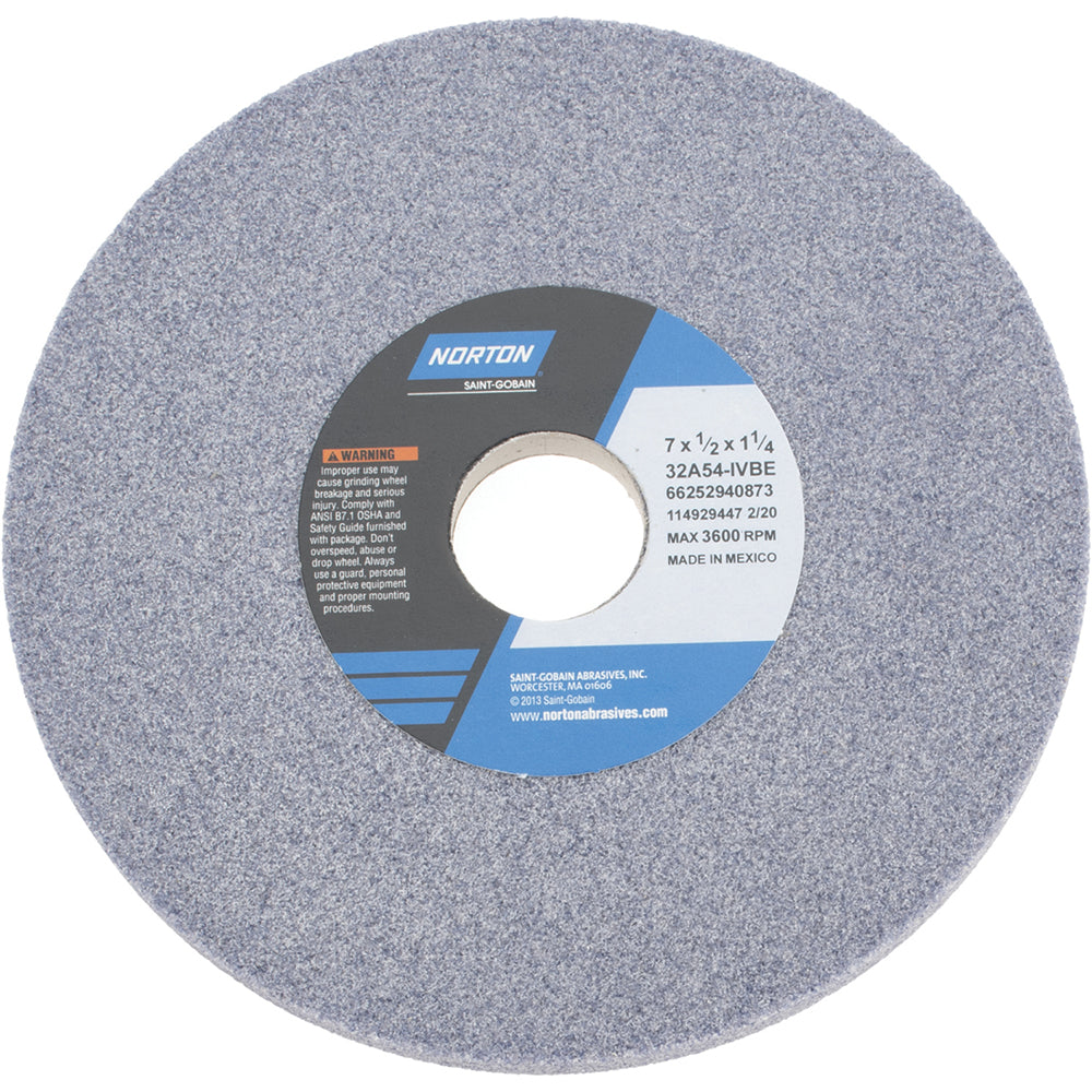 Norton 66252940873 Norton Surface Grinding Wheel: 7" Dia, 1/2" Thick, 1-1/4" Arbor (66252940873)