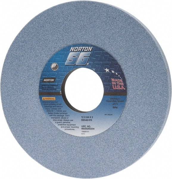 Norton 66253262204 Norton Surface Grinding Wheel: 12" Dia, 3/4" Thick, 3" Arbor, 46 (66253262204)