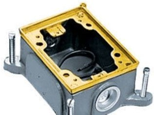 Hubbell Electrical Boxes B2414 - 1-G RECT CAST FB, SHAL, SEMI ADJ,BRS (B2414)