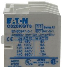 Cutler Hammer C320KGT3 - Freedom Accessory, Auxiliary contact, Used on (C320KGT3)