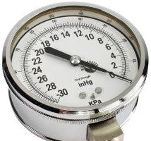 Marsh Panel Meters & Gauges D1505 - Gauge, 0-30in.HgVAC, 3in., 1/4in.NPT Entry Lower (D1505)