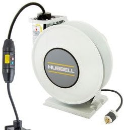 Hubbell Cordsets HBLI45123GF220M1 - White Industrial Reel w/Black Box, GFCI (HBLI45123GF220M1)