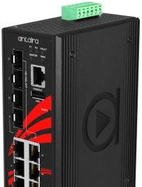 Antaira Technologies LMP-1204G-SFP-T - 12-Port Industrial Gigabit PoE+ Light (LMP-1204G-SFP-T)