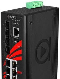 Antaira Technologies LMP-1204G-SFP - 12-Port Industrial Gigabit PoE+ Light Layer (LMP-1204G-SFP)