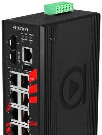 Antaira Technologies LMX-1202G-SFP - 12-Port Industrial Gigabit Light Layer 3 (LMX-1202G-SFP)