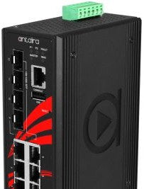 Antaira Technologies LMX-1204G-SFP - 12-Port Industrial Gigabit Light Layer 3 (LMX-1204G-SFP)
