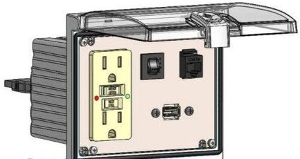Mencom Remote Access Interfaces LP3-GF-RJ45-USB-10-R - GFI; RJ45; USB-10; 3A; LP3 (LP3-GF-RJ45-USB-10-R)
