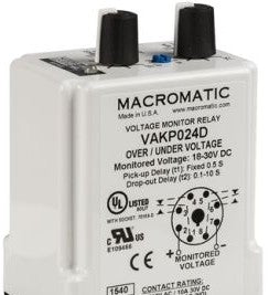 Macromatic Protection Relays VAKP024D - Voltage Monitoring Relay, 24VDC, Adjustable (VAKP024D)