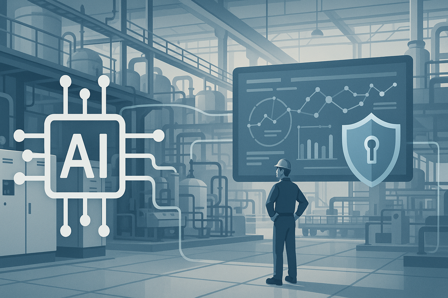 Industrial editorial illustration for How Plants Scale Industrial AI Beyond the Pilot.