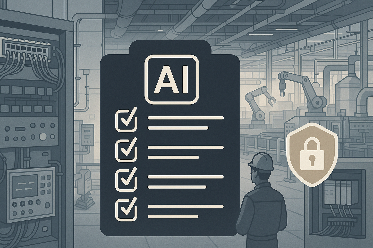 Industrial editorial illustration for Industrial AI Readiness Checklist: Six Questions Before You Scale.