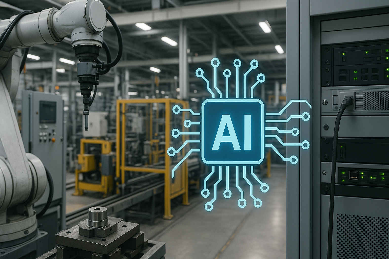 Industrial editorial illustration for Industrial AI Will Not Scale Until These Four Plant Basics Are in Place.