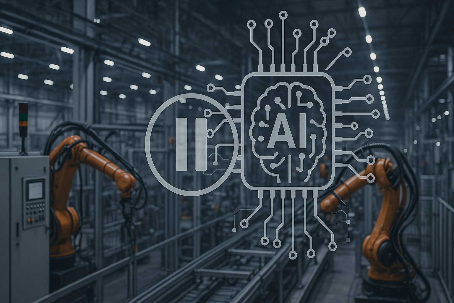 Industrial editorial illustration for Why Industrial AI Stalls in Pilot Mode.